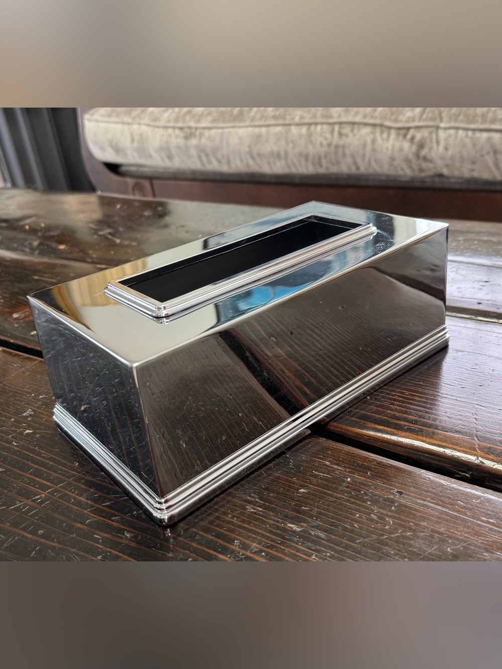 Restoration Hardware Apothecary Metal Tissue Holder Cover Silver Polished Chrome